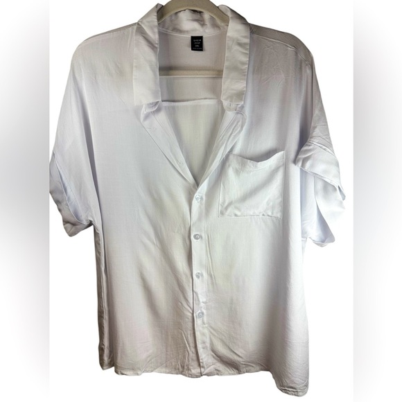 SHEIN LUNE Plus Size Solid Color Button Front Shirt With Patch Pockets Size 7xl - Picture 8 of 9